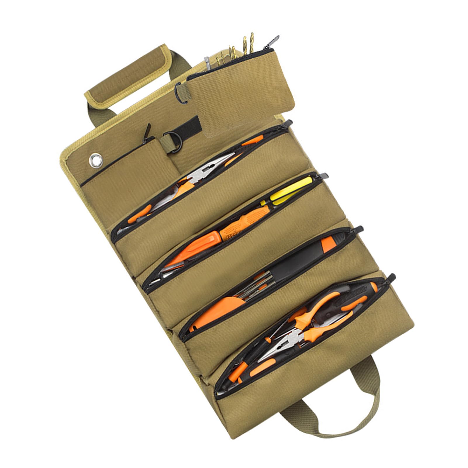 Sac à outils enroulable avec 6 poches indépendantes en tissu Oxford épais pour rangement diversifié