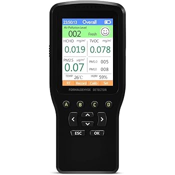 Goplus Air Quality Pollution Monitor, 7 in 1 Indoor Formaldehyde Detector, Temperature & Humidity Meter Tester, Detect TVOC PM2.5/PM10/PM1.0 Micron Dust