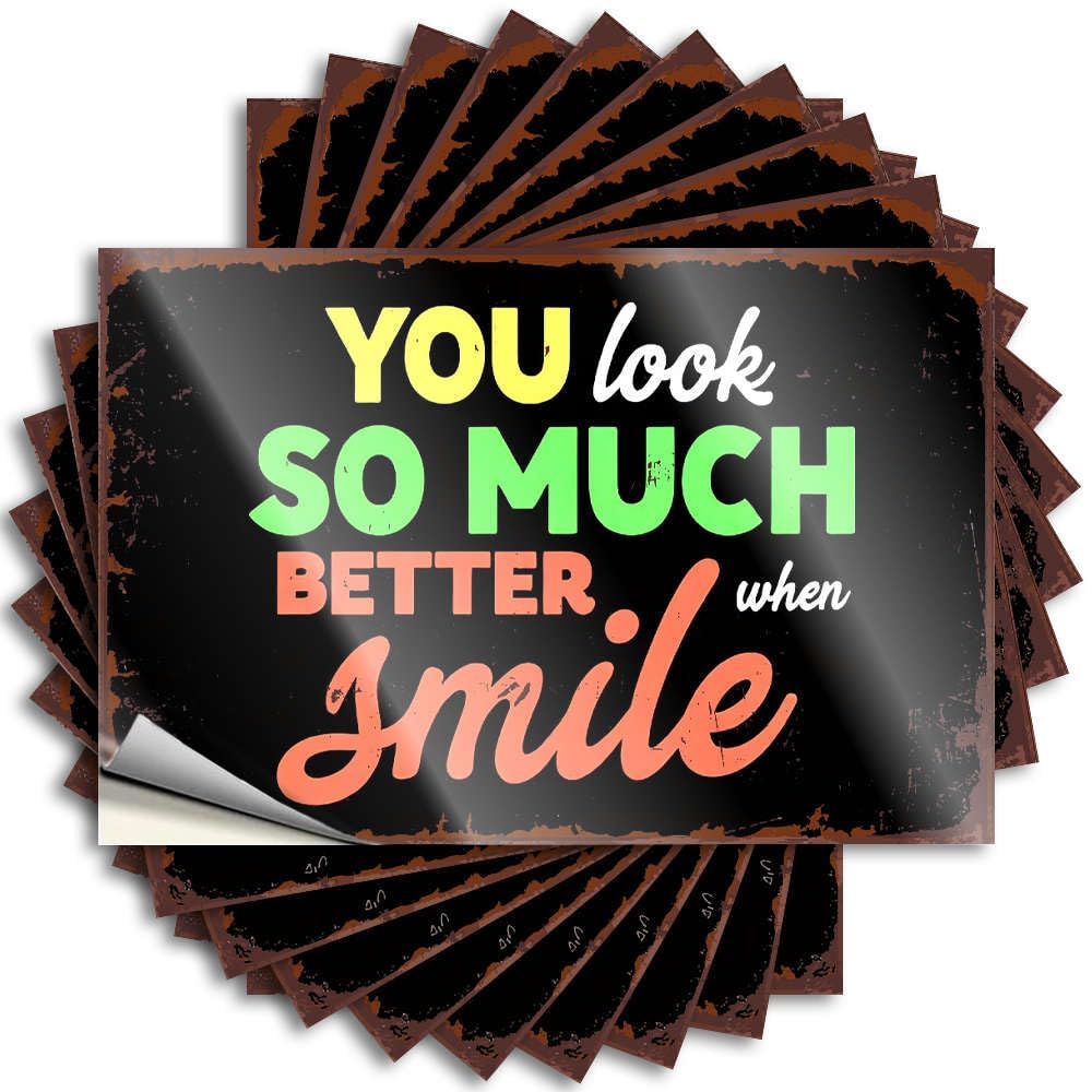 Tattoo Restroom Accessories Durable Vinyl - You Look So Much Better When Smile. Bumper for Autumn Use(12X18CM)