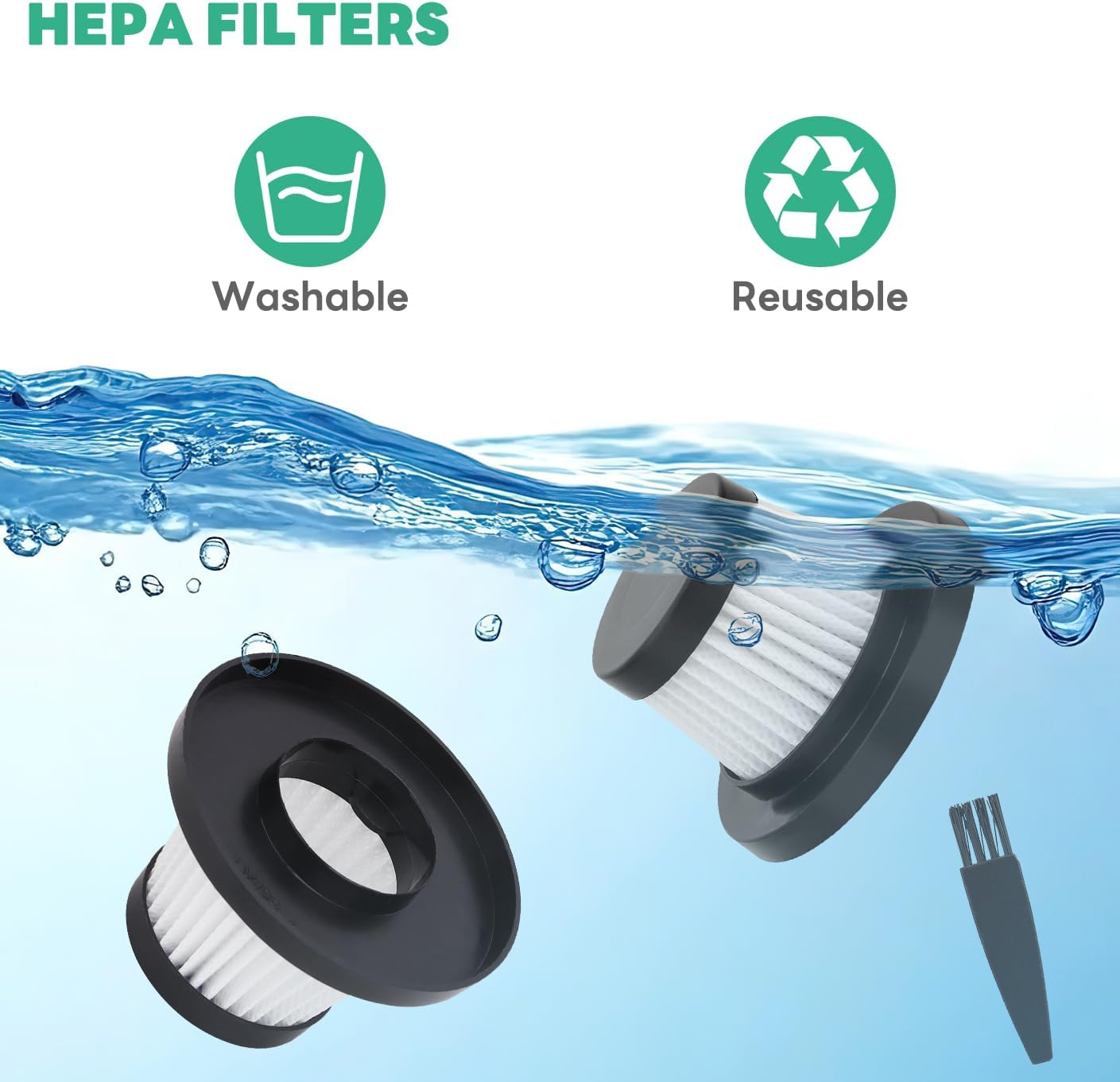 Vacuum Filters Replacement: for Vacuum Cleaner as Seen on TV, Washable Hepa Filter for Compact Cordless Vacuum, High Efficiency Filters for Vac (12 Pack) - Image 5