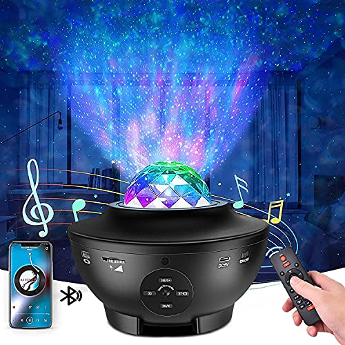 Sternenhimmel Projektor Erwachsene LED Sternenlicht - Nachtlicht Wasserwellen Projektor mit WIFI Fernbedienung Lautsprecher, für Schlafzimmer Weihnachten Cover