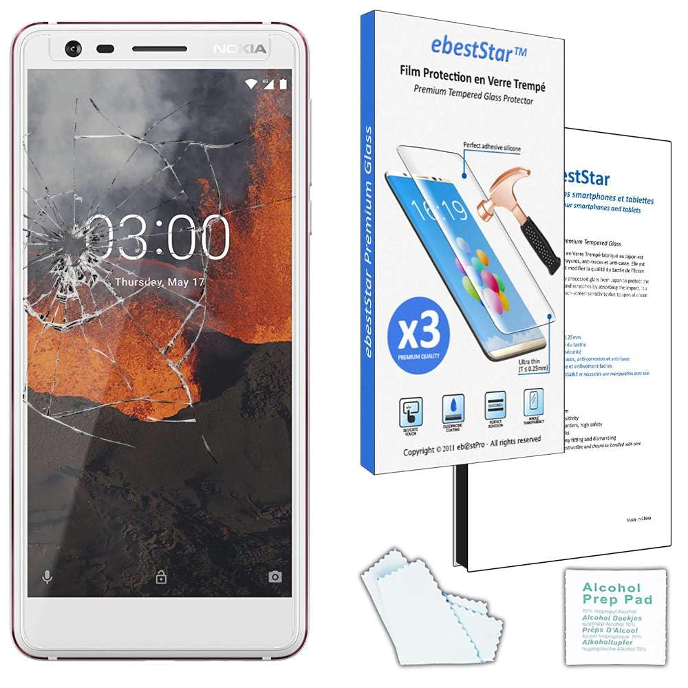 Pellicola Vetro Temperato EbestStar Per Nokia 3.1 (2018) - Confezione Da 3, Anti Graffio E Anti Rottura - 3
