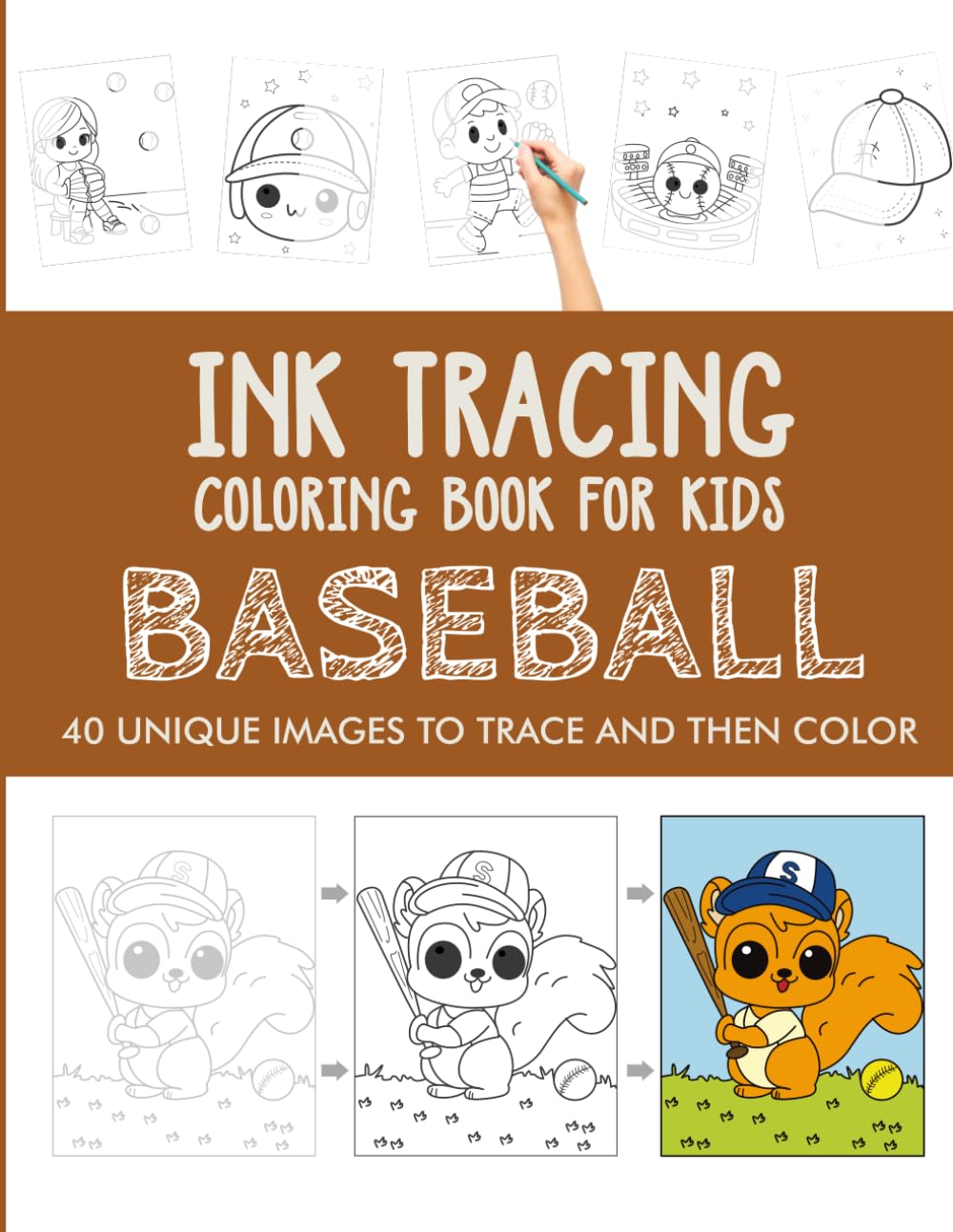 Baseball Ink Tracing Coloring Book for Kids: Trace and Color Activity Book for Kids