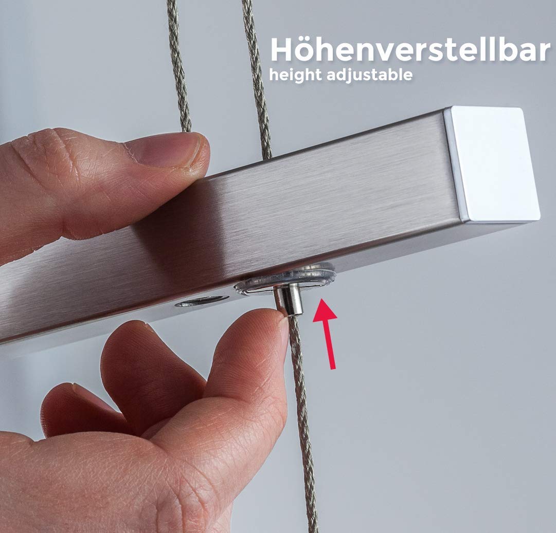 B.K.Licht - LED Pendelleuchte stufenlos höhenverstellbar, dimmbar via Touch, warmweiße Lichtfarbe, Hängeleuchte, Hängelampe Esstisch, Esszimmerlampe hängend, Wohnzimmerlampe, 85x175 cm, Matt-Nickel