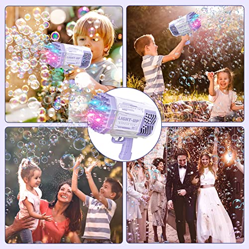 Bubble Machine Gun, 69 Holes Bubble Gun With Colorful Lights And 2 Bottles Bubble Solution, Bubble Machine For Toddlers 1-3, Summer Bubble Toy Gun For Outdoor Indoor Birthday Wedding Party (Purple) #TOP6