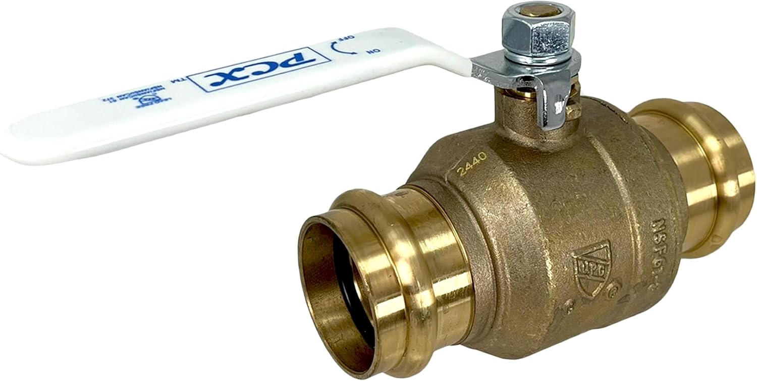 PROCURU 1-Pack 1-1/2 Inch (1.5") Press Copper Ball Valve, Heavy Duty Brass Body, Full Port, LF Certified Safe (3BP150-1P)