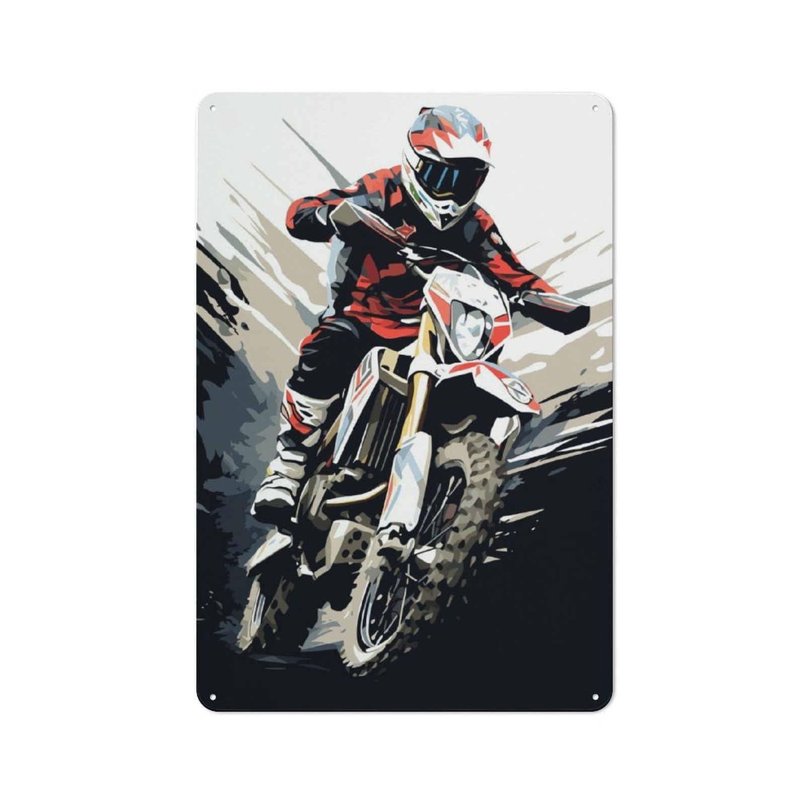 Junmoney Motocross Dirtbike Retro Metal Sign 30X20cm For Kitchen Or Home Bar, For Kitchen, Dining Room And Home Bar Wall Decor