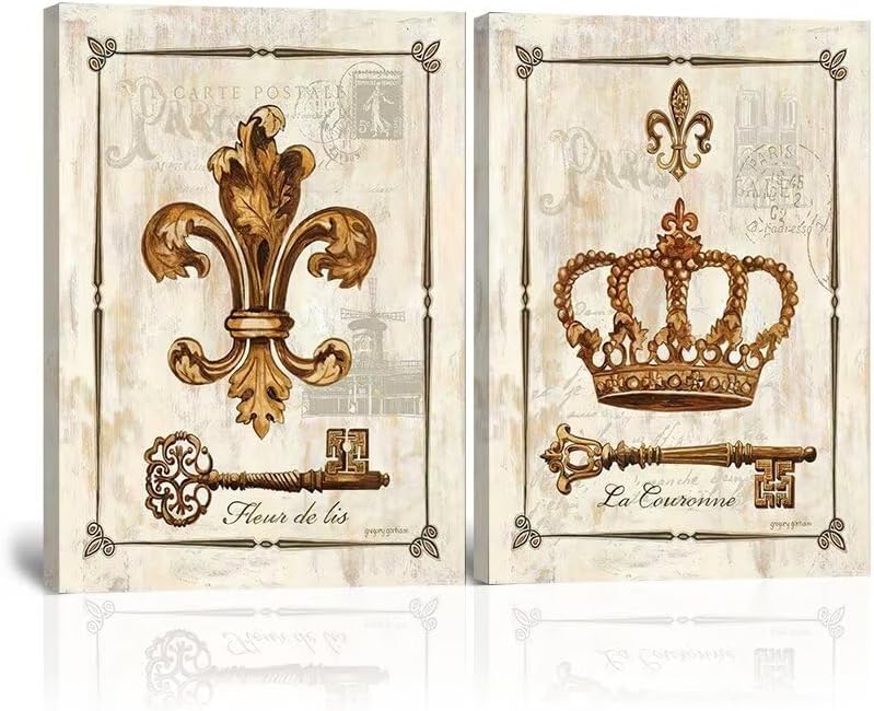 Fleur De Lis Wall Decor, King and Queen Picture Poster