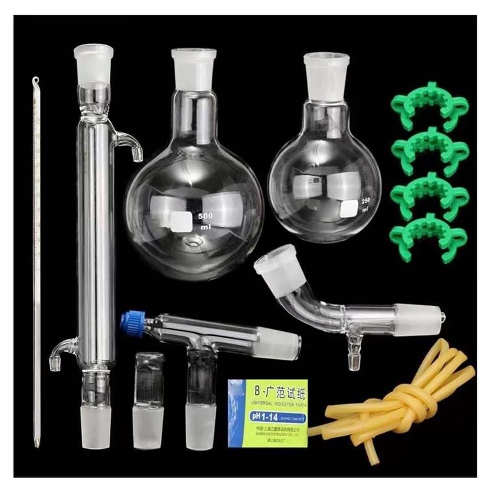 13-teiliges Set 250/500 ml 24/29 Glas Labor Destillationsgeräte Glaswaren Kit