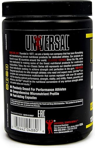 Miniatura 4 de Universal Nutrition Cápsulas Uni-Vite suministro de 30 días de vitaminas y minerales altamente potentes y eficaces 120 unidades