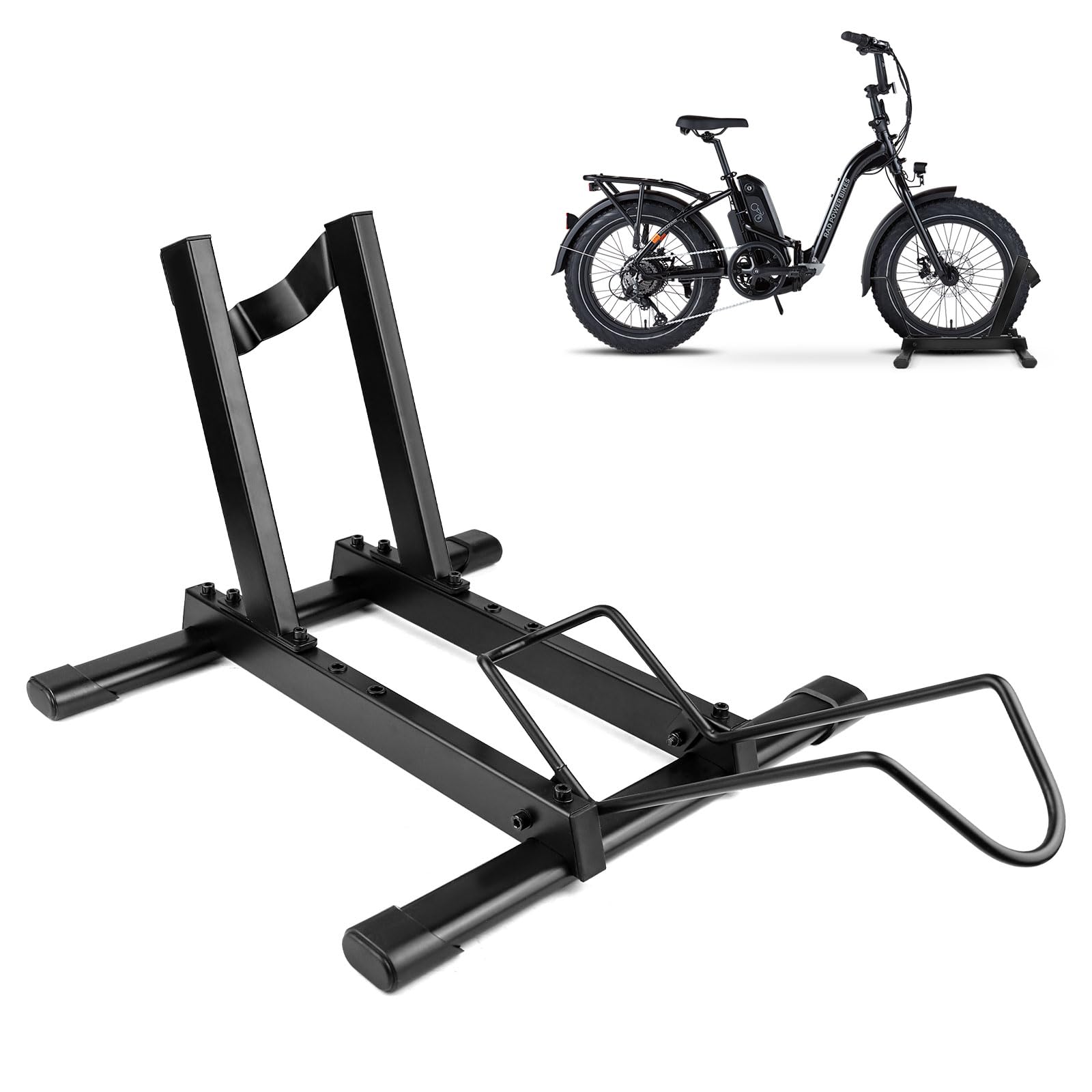 MEGHNA Béquille de vélo électrique professionnelle - Support stable pour VTT 20"-29" E-MTB, VTT et vélos de route 700C avec largeur de pneu jusqu'à 4,0" - Idéal pour garage, maison et magasin de vélo