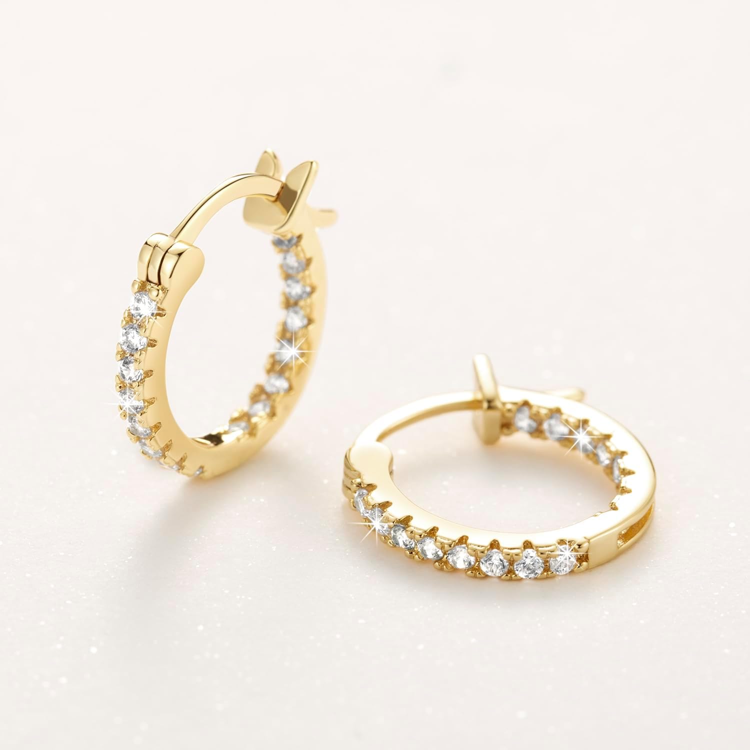 Gold Hoop Earrings 14K Gold Hoop Earrings for Women with Dual-sided Cubic Zirconia Hoops Earring for Women Sensitive Ears Hypoallergenic Womens earring 15/20/30/35mm - Image 6