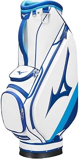Mizuno Mens Tour Staff Golf Cart Trolley Bag 5 Way Divider Golf Cart Bag White/Blue