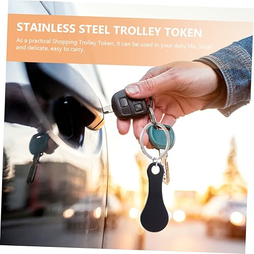 Miniatura 9 de 4 piezas de carrito llavero de regalo tarjeta de regalo de alimentos llavero de acero inoxidable genérico bolsos trolley tokens llavero 5 tarjetas