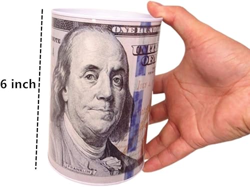 Miniatura 3 de Paquete de 2 100 Dólar Bill Hucha 6 Alto Moneda Ahorro Moneda Moneda Benjamin Franklin C Nota lata Tarro de billetes Banco de monedas