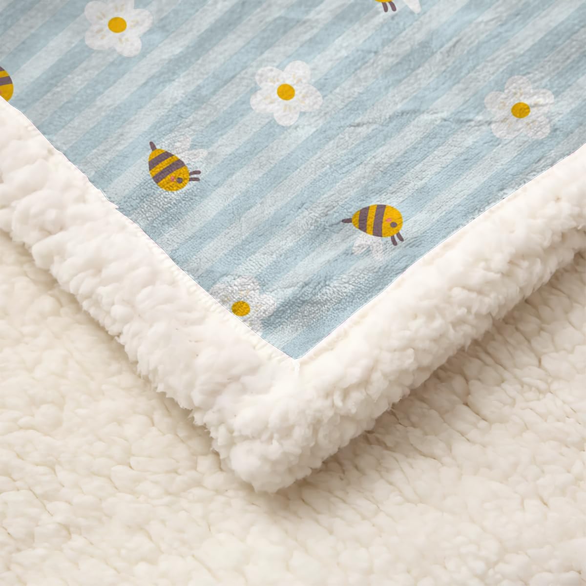 Abeille Couverture de Confort 150x200 cm 3D Plaid Couverture Abeille Microfibre Chaud Doux Jeté de Canapé Moelleux et Salon Chambre Sherpa Blanket（Style 263-9）