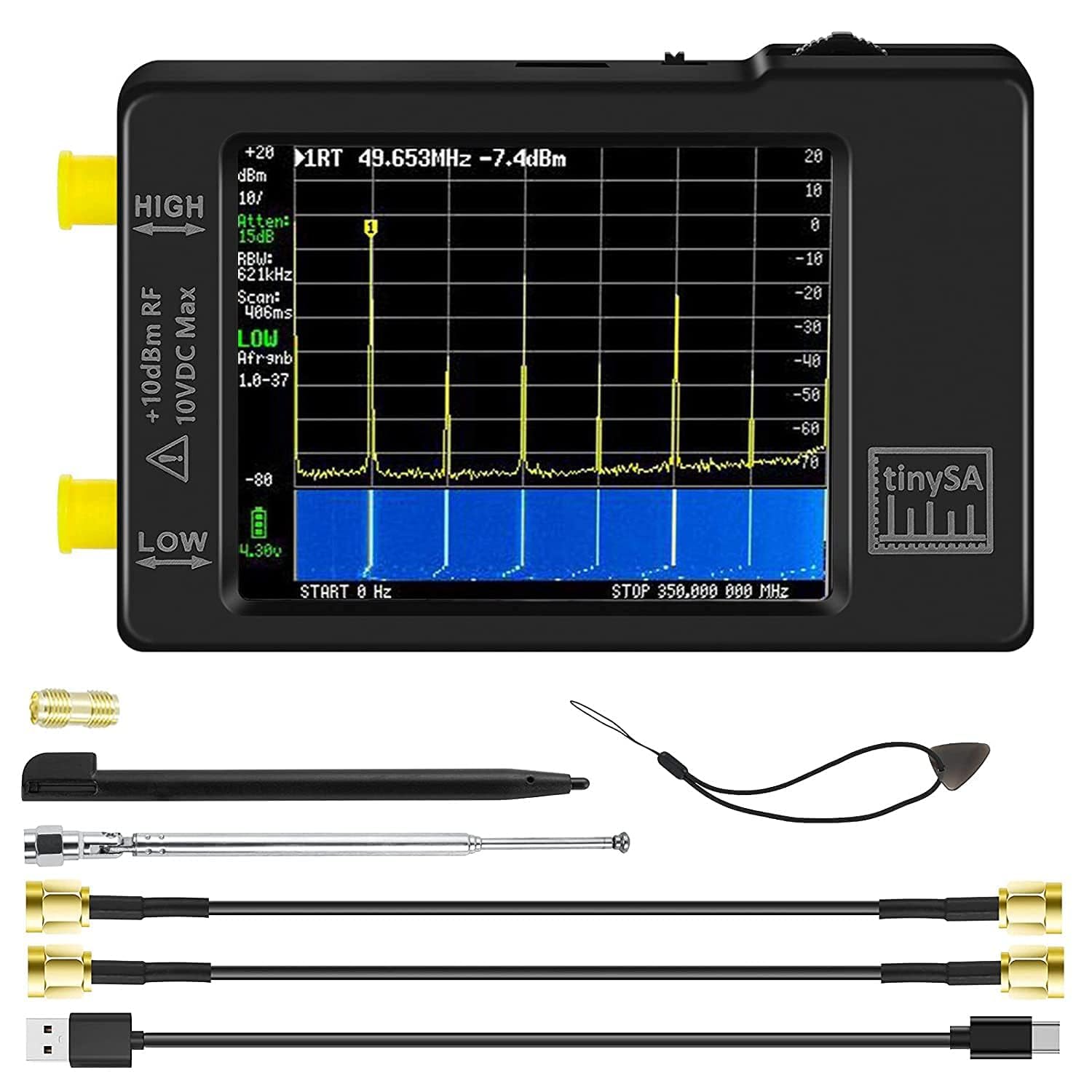 AURSINC Tinysa Ultra ZS407 Spectrum Analyzer, 2025 Upgraded HW V0.5.4 100kHz-7.3GHz 4.0 Inch Handheld Frequency Analyzer, 2-in-1 Signal Generator 100kHz To 900MHz MF/HF/VHF UHF Input, With 32Gb Card - View #13