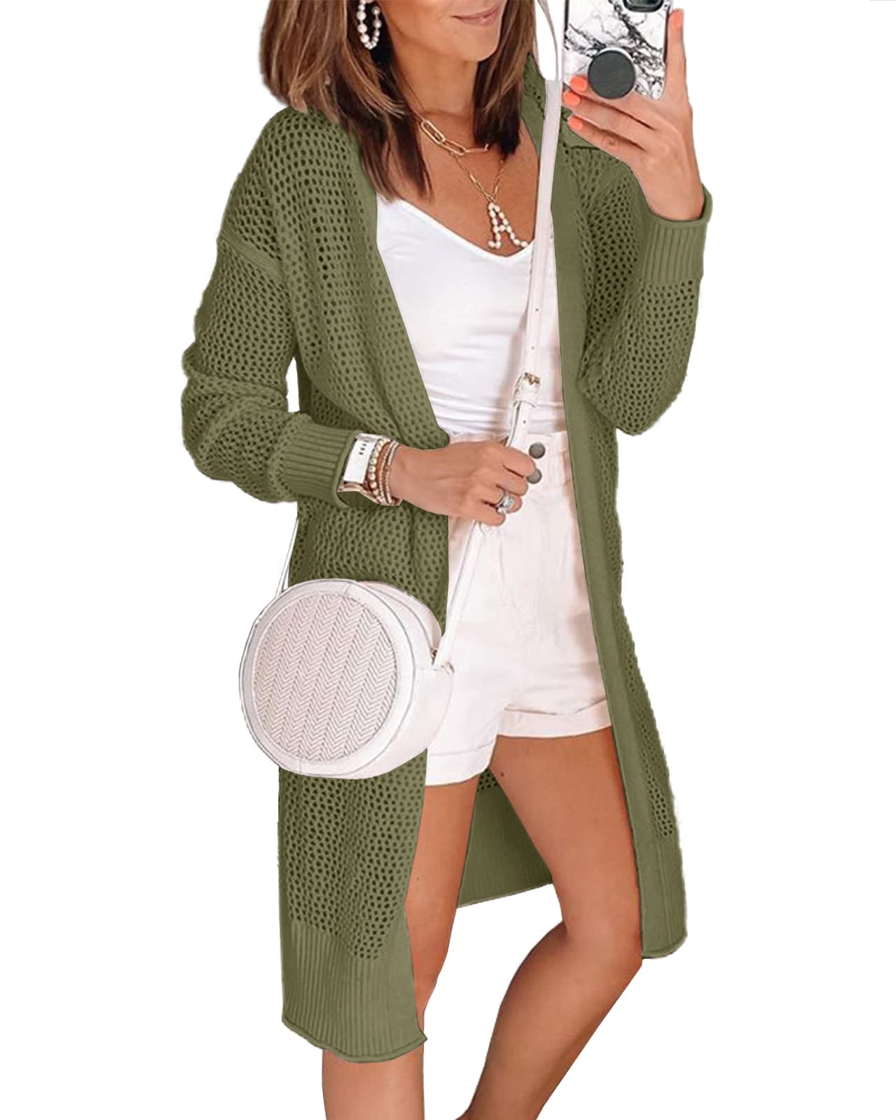 Misassy Womens Open Front Knit Sheer Cardigans Summer Boho Lightweight Long Sleeve Kimono Long Sweater