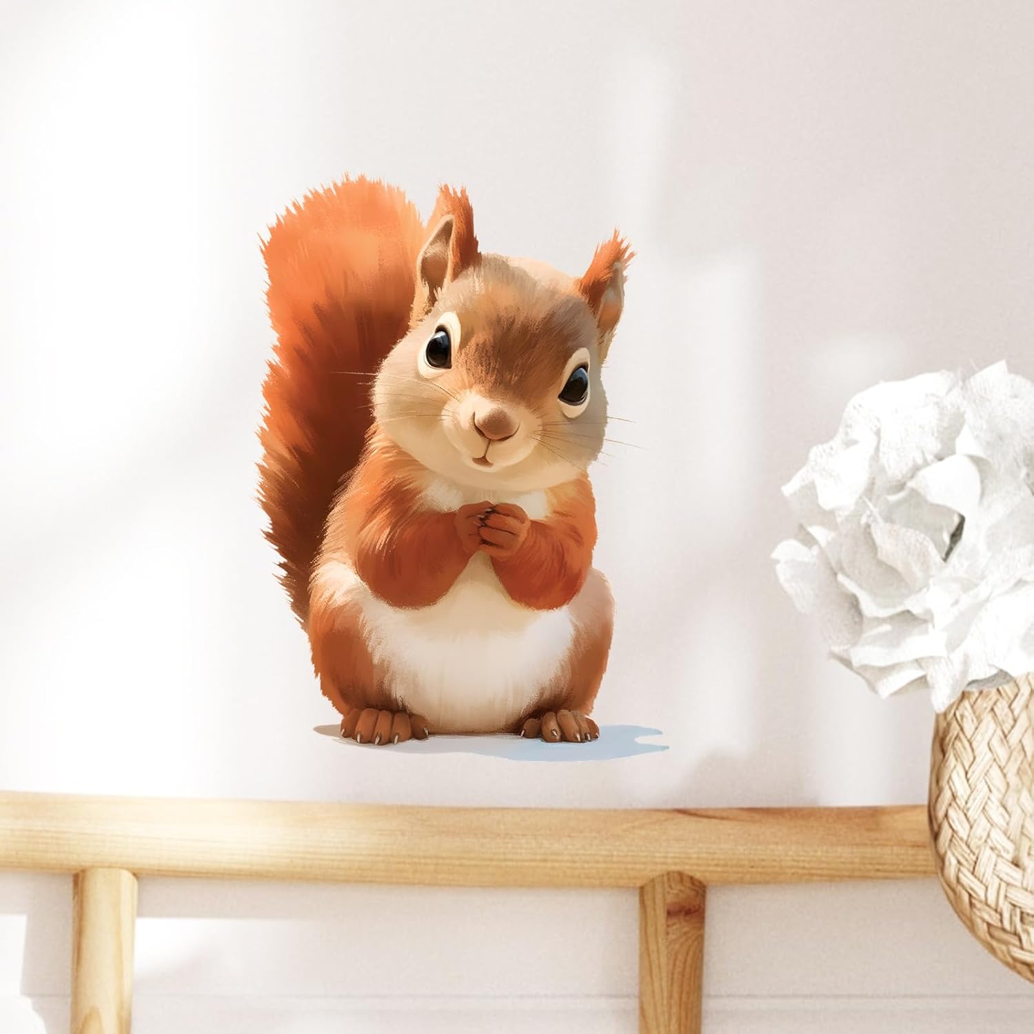 Cute Red Squirrel Wall Decal Nursery Animal Wall Sticker Removable Peel and Stick Wall Art Decor for Kid Baby Classroom Preschool Living Room Playroom Bedroom School