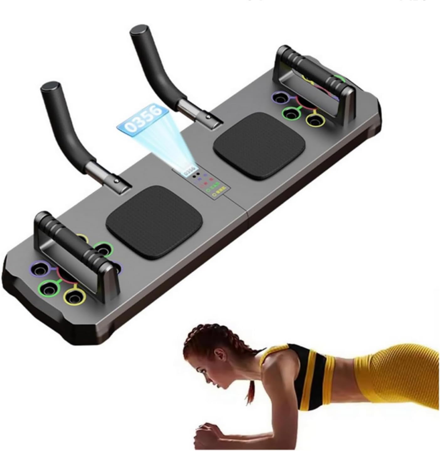 SKEIDO Multifunctional Smart Push Up Board with Counting Function,TPE Pull Rope Chest Abdominal Muscle Trainer,Adjustable Home Fitness Equipment,Push Up Stand for Strength Training