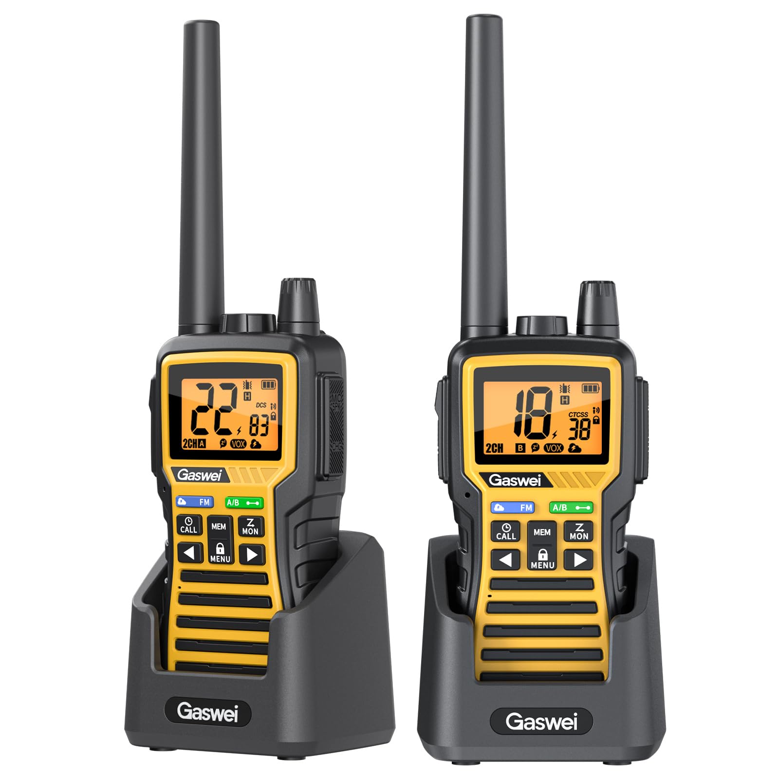 Gaswei GU1 Long Range GMRS walkie talkies for Adults - Two-Way Radio, Flashlight, 60 Channels & 121 Privacy Codes, NOAA Weather Alert, VOX, FM Radio,