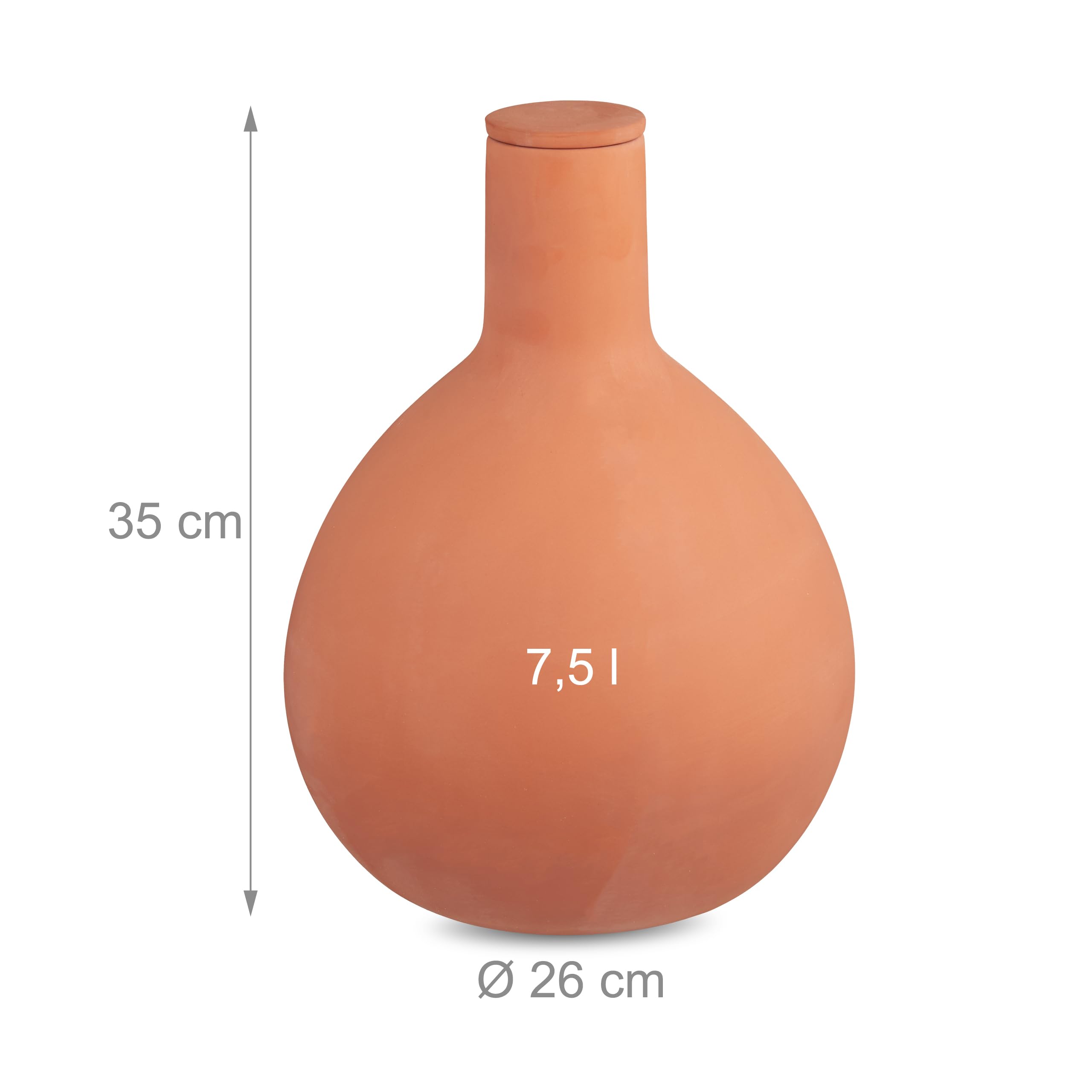Relaxdays Olla, 7,5 l, Ton, wurzelnahe Bewässerung, Hochbeet & Gewächshaus, weniger Wasserverlust, Tongefäß, terrakotta