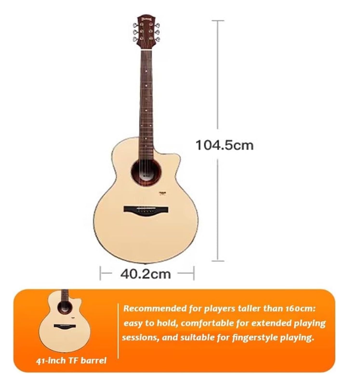 Chitarra acustica, 104 cm, 6 capotasto in abete cuerdas per principianti, intermedi adulti e adolescenti (rosa)