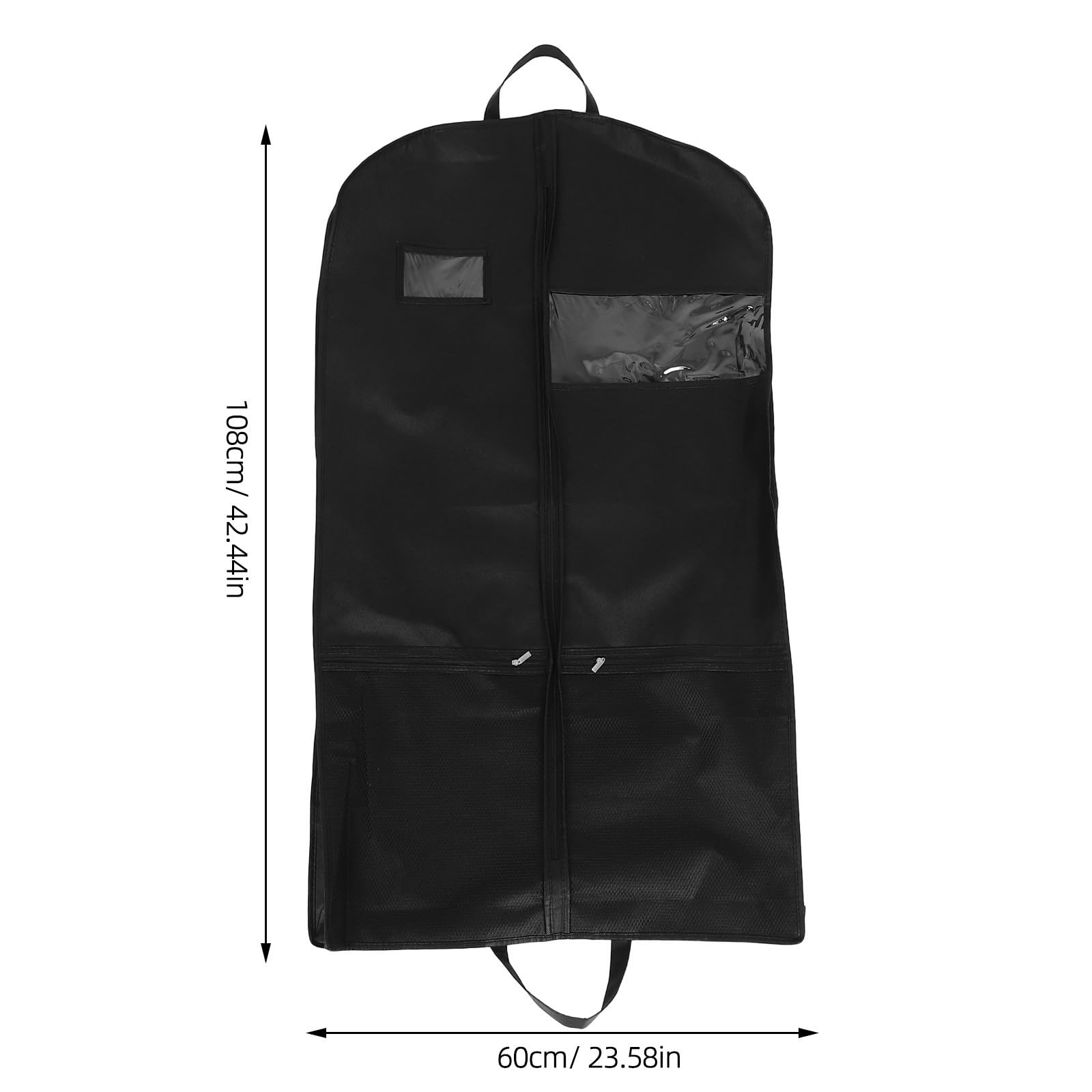 Porta Abiti da Viaggio con Cerniera e Tasche Non Tessuto Set 3 Sacche Nero Leggero e Resistente per Organizzazione Armadio Quotidiana