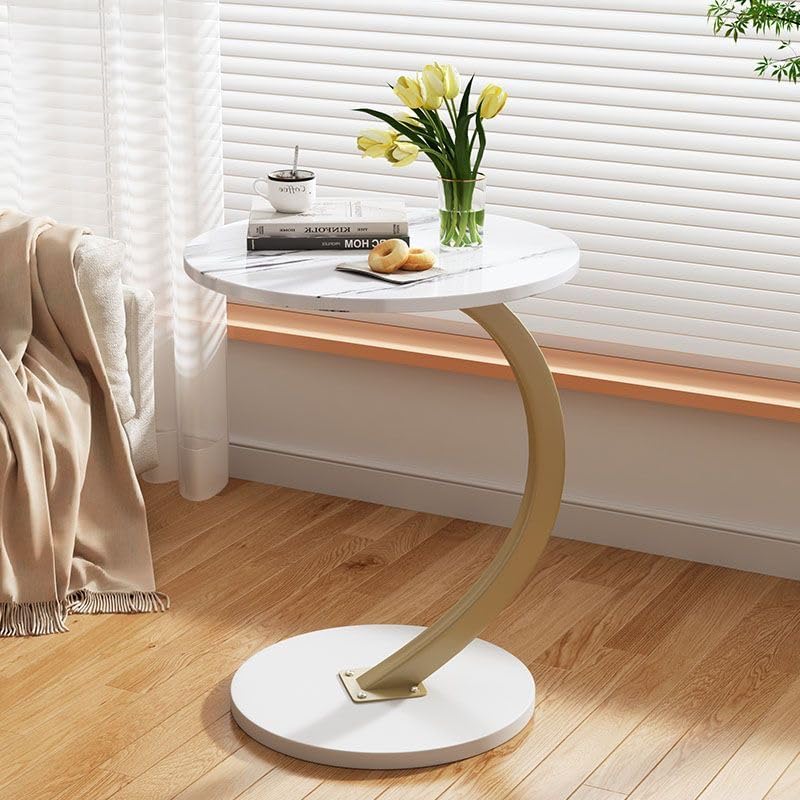 Table de chevet gain de place avec support renforcé blanc et or