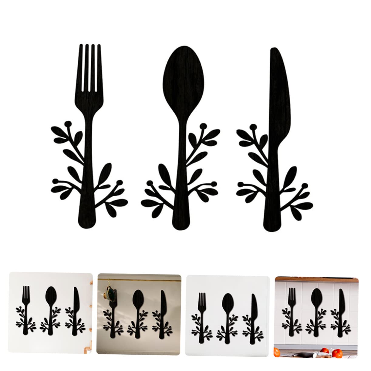 DECHOUS 12pezzi Decorazione da Parete Legno Forma di Utensili da Cucina Ornamentazioni per Cucina e per Casa e Ristoranti
