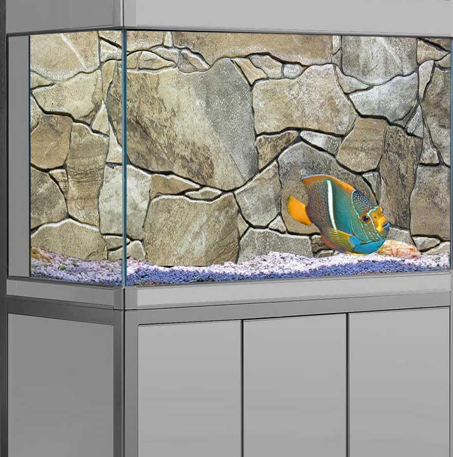 Image of 36X18IN Marble Aquarium Background, Art Marble Aquarium Background, Natural Marble Glass Terrarium Background with 8 EVA Double-Sided Tape