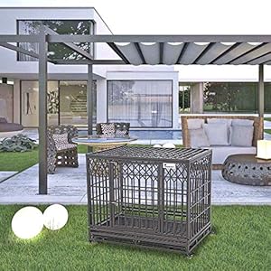 SMONTER 42" Heavy Duty Dog Crate Strong Metal Pet Kennel Playpen with Two Prevent Escape Lock, Large Dogs Cage with Wheels, Y Shape, Dark Silver … … SMONTER 42 Heavy Duty Dog Crate Strong Metal Pet Kennel Playpen with Two Prevent Escape Lock Large Dogs Cage with Wheels Y Shape Dark Silver–