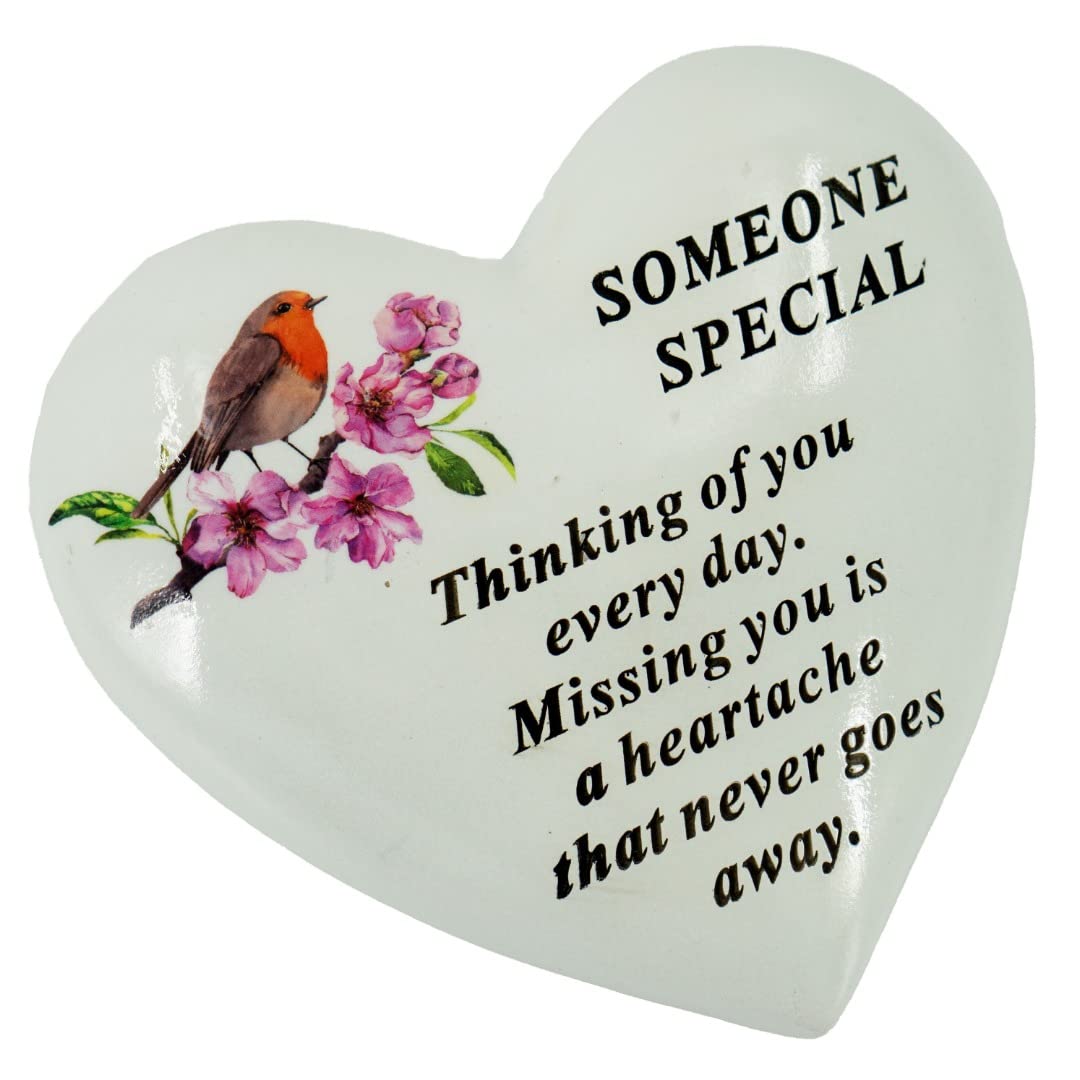 Angraves Multicoloured Someone Special Robin Memorial Heart Graveside Plaque Ornament Grave Decoration