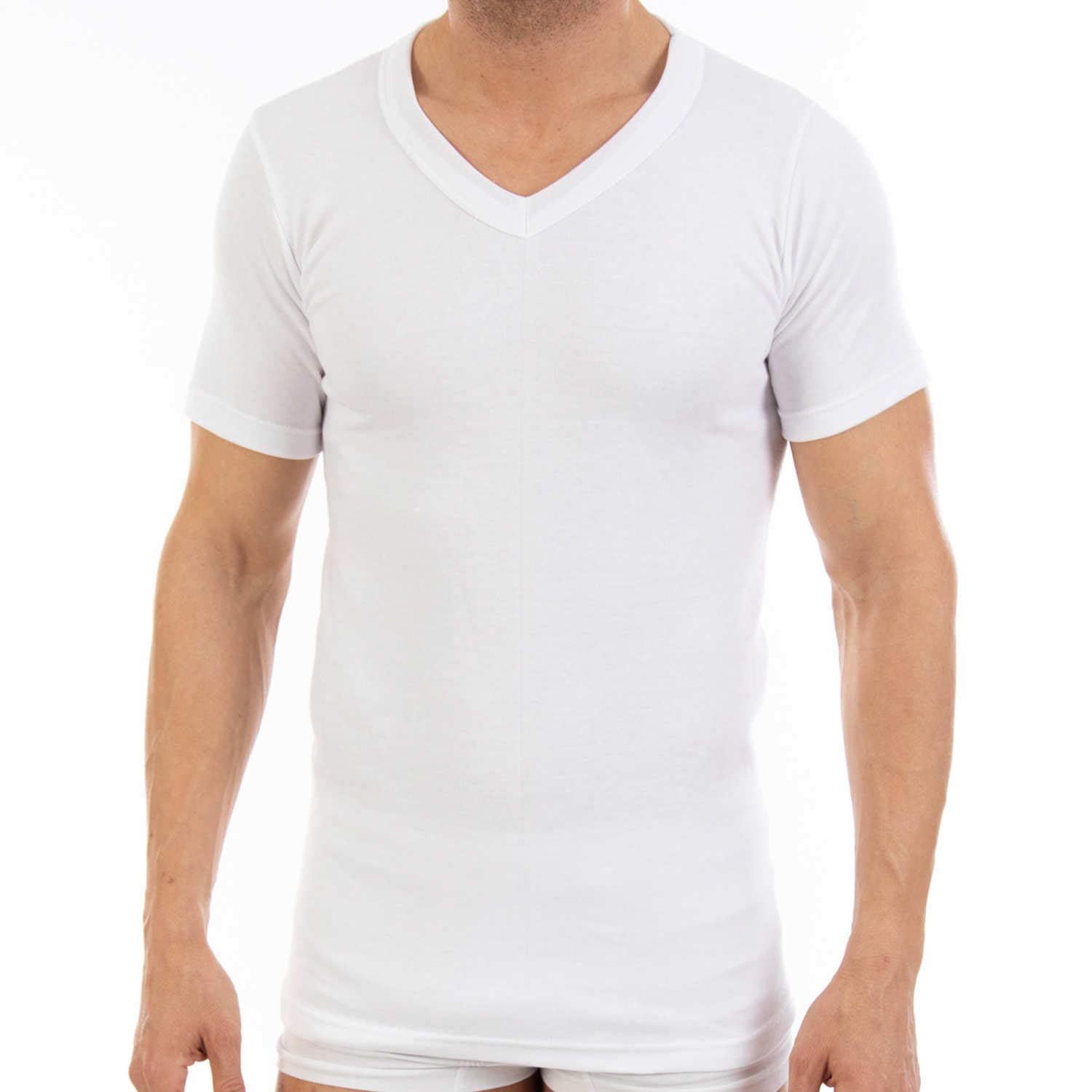 Lacotex Camiseta Interior Termal de Hombre | Camiseta Manga Corta y Cuello Pico Térmica | Confort y Protección Térmica Interior | Pack Ahorro 6 Unidades | L100V