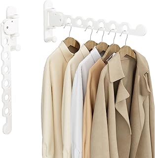 Sponsored Ad - iMonse Wall Mount Clothes Drying Racks White Clothes Drying Organizer Rack Garment Hooks Aluminium Retracta...