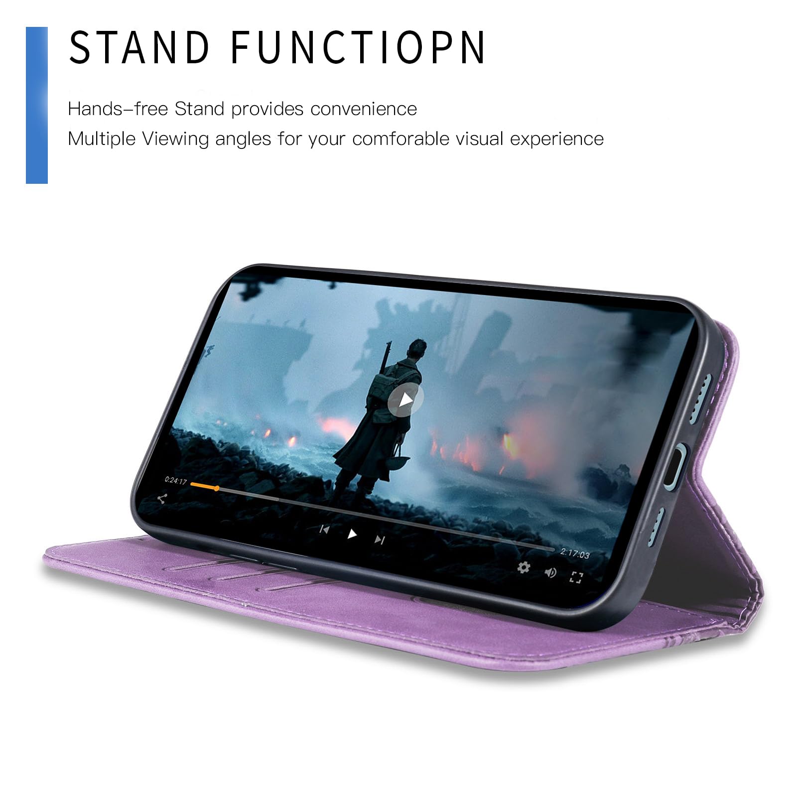 Coque Portefeuille Magnétique Pour IPhone 17 - Housse En Cuir PU Avec Compartiment Cartes Et Support Intégré - Bleu