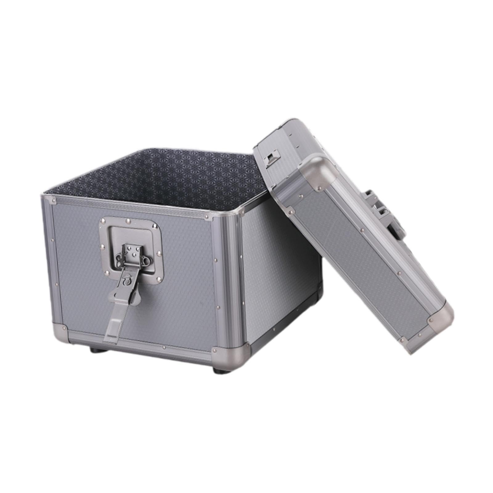 Scatola Porta Dischi Vinile Custodia Organizer Cassettina Archiviazione Portatile Alluminio Durevole con Blocco per Musica Collezionisti Ada, Grigio L