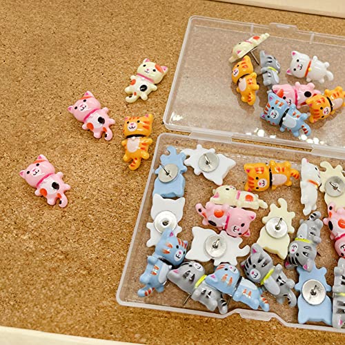 30 Pcs Cute Cat Push Pin Decorative Thumb Tacks Animal Push Pins For Photo Wall Maps Memo Note Bulletin Board Or Cork Boards Multi-Functional Pushpin Tool Office Accessories #TOP5
