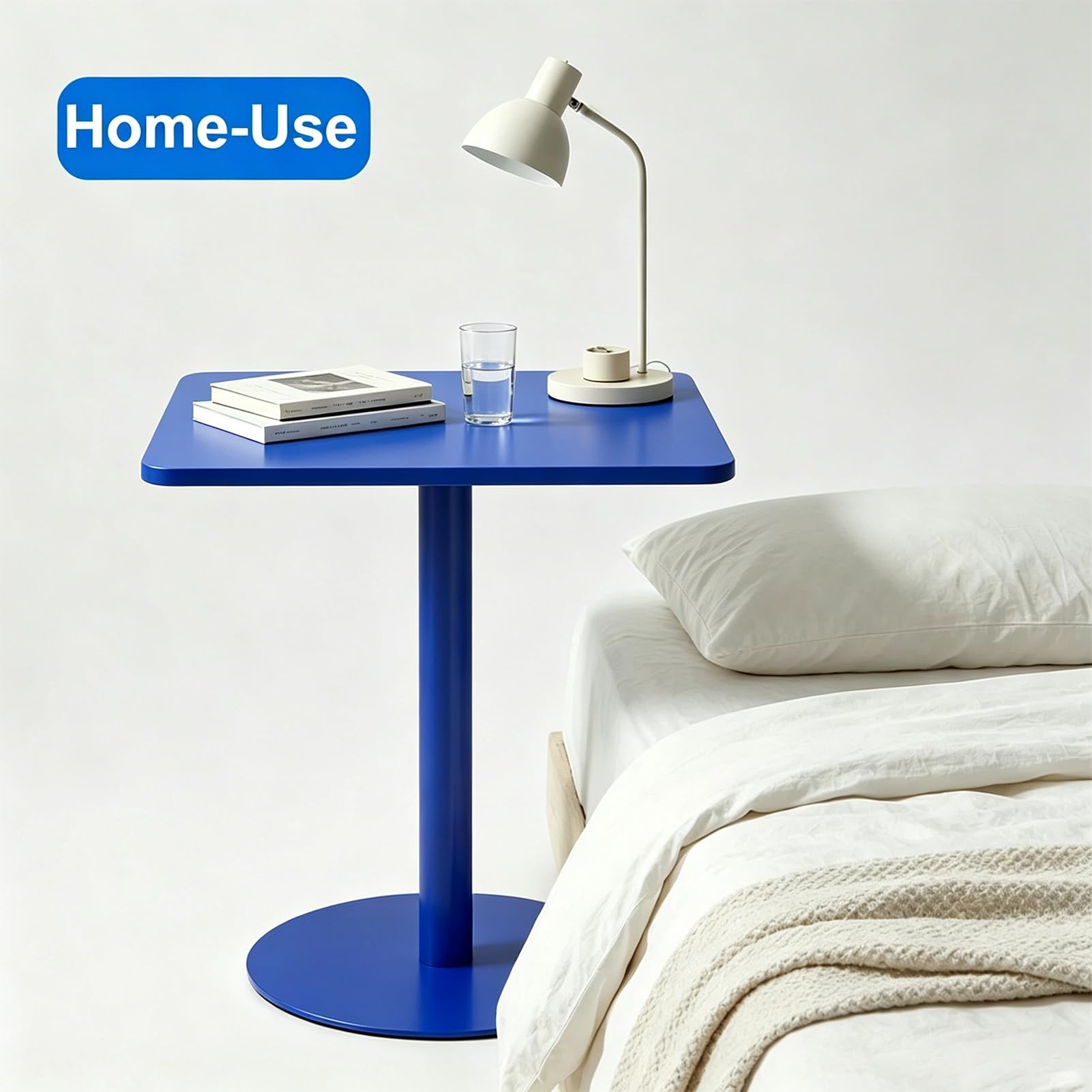 Tavolino Da Caffè Minimalista A Colonna Singola, Tavolino Con Base Rotonda Resistente, Tavolino Da Bistrot Piccolo Compatto Per Piccolo Spazio Interno Appartamento(Klein Blue,60x60x73cm)