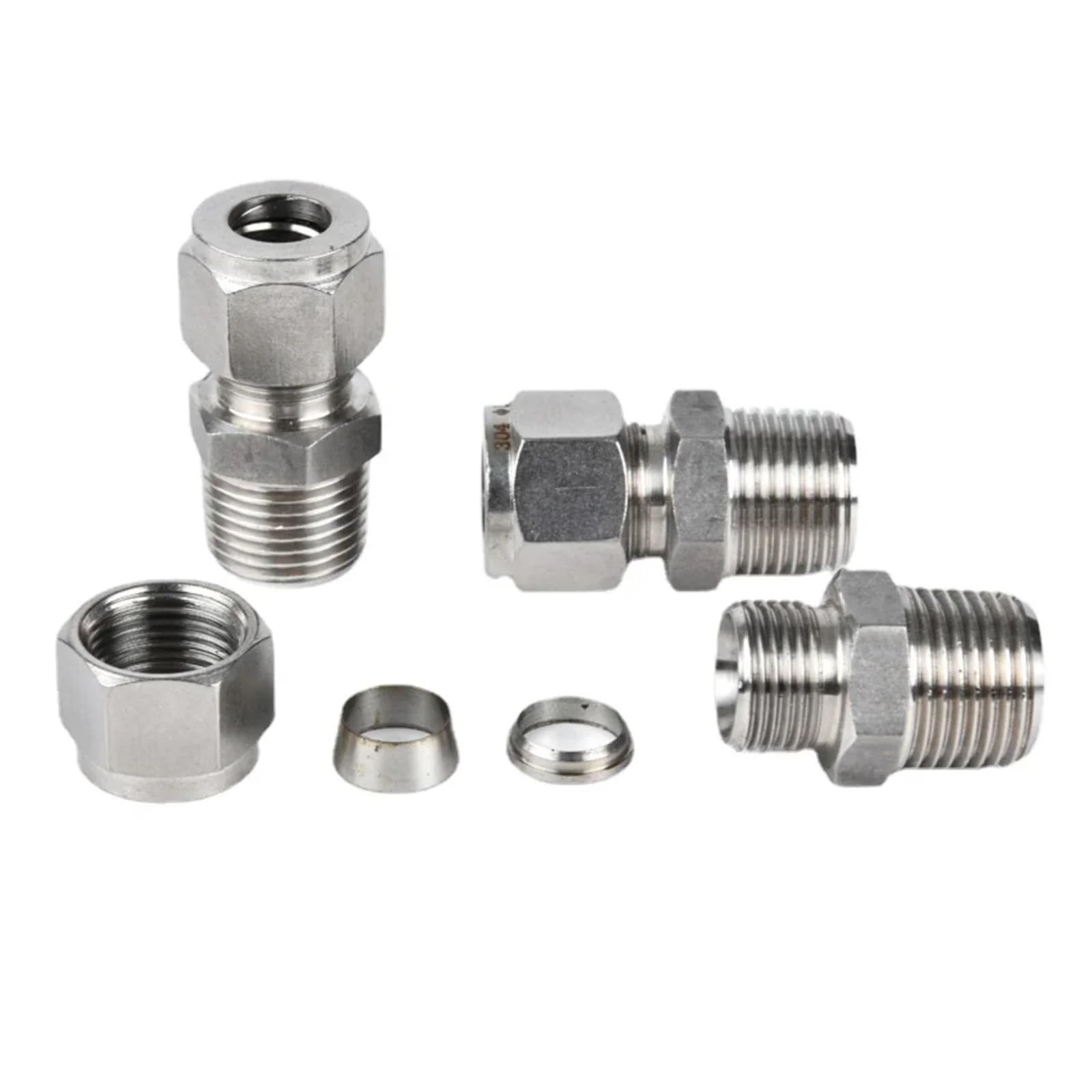 BALYDLUL 1pcs 1/8" 1/4" 3/8" 1/2" 3/4" 1" Male x 3-25mm 1/8-1" OD 304 Stianless Steel Pipe Fitting Compression Tube Union Connector(BSPT,8mm)