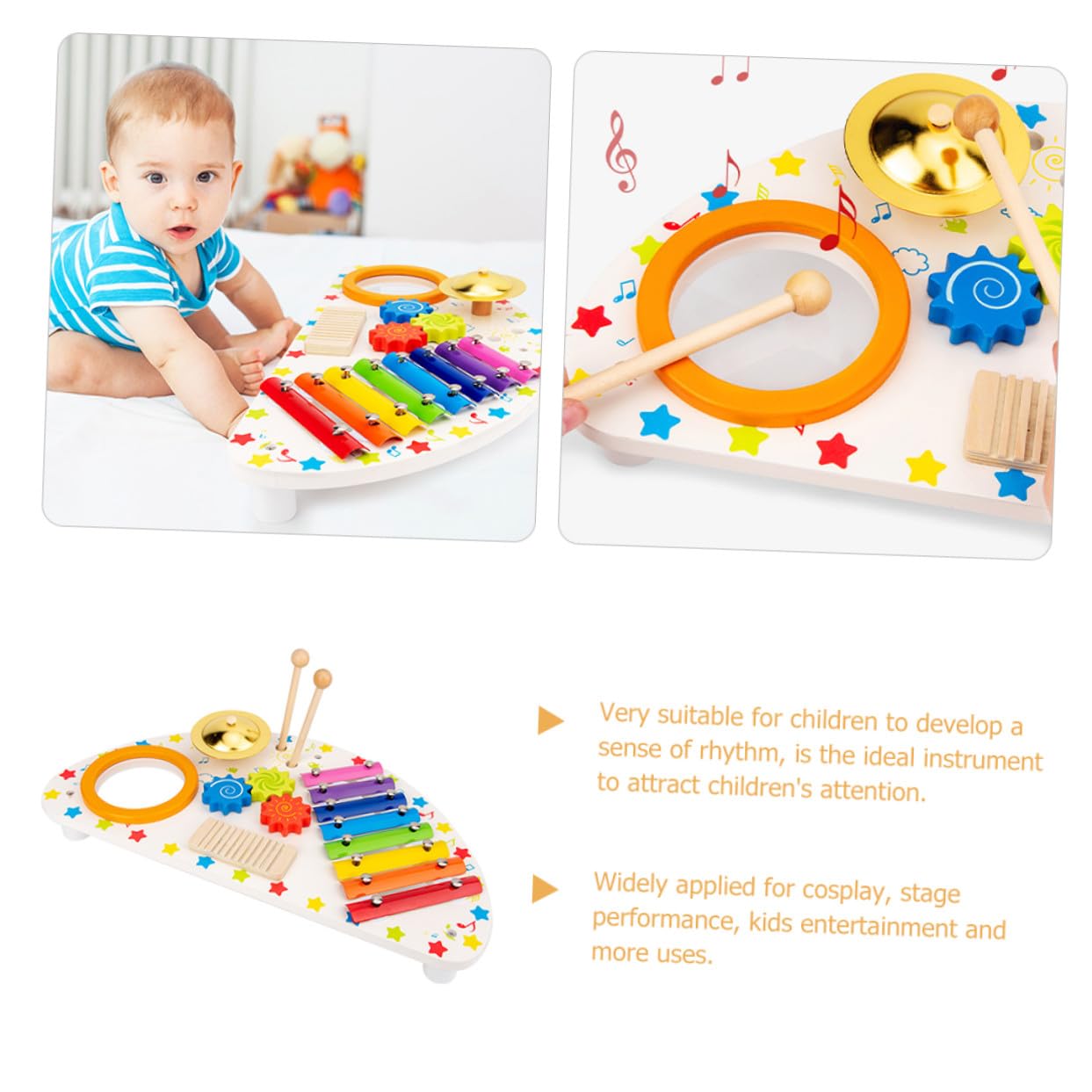 Giocattolo Musicale Xilofono in Legno Set 1 per Ragazzo Ragazza | Gioco Educativo, Intrattenimento per Feste, Sviluppa Ritmo, Interazione Genitore-figlio