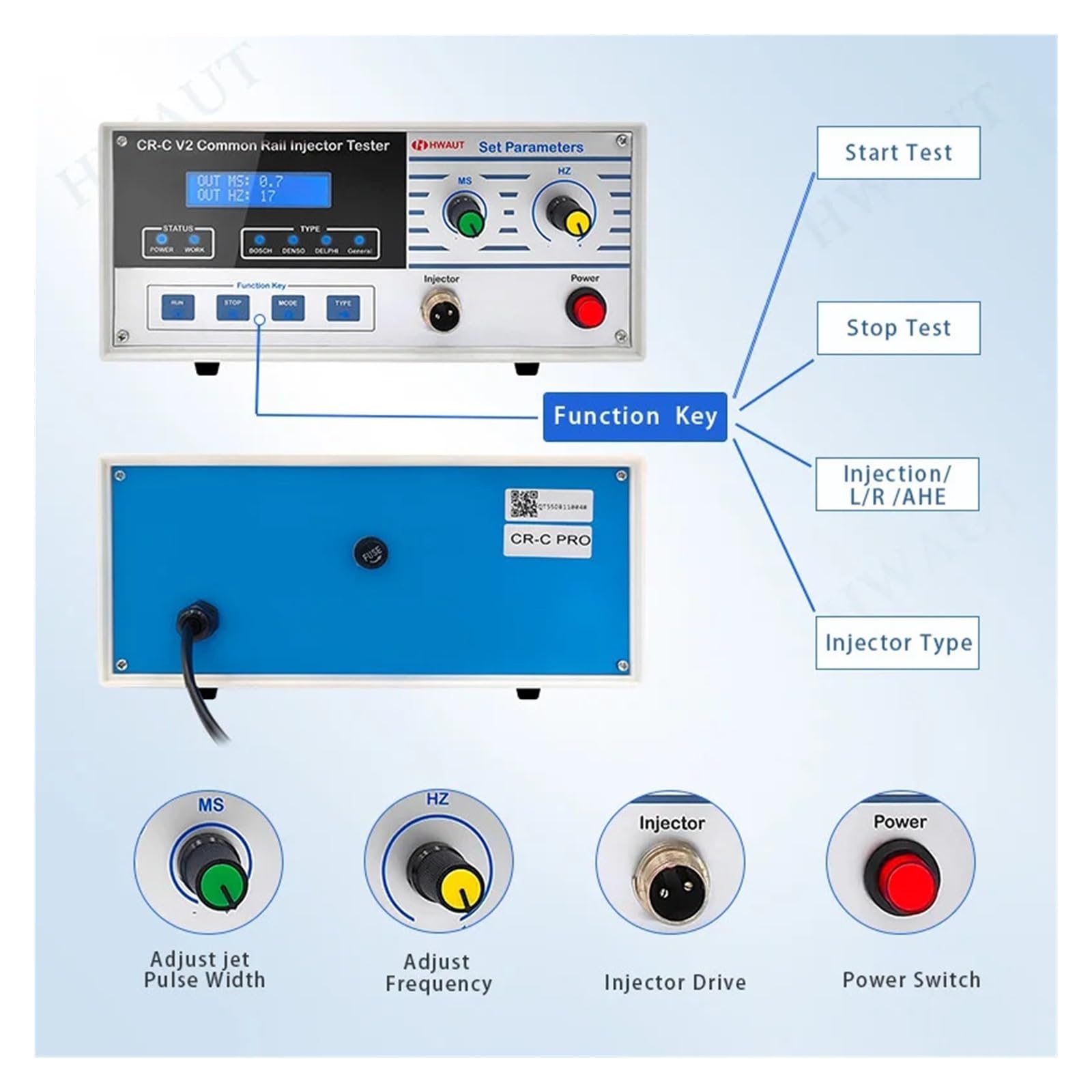 Kraftstoffkompatibel for Diesel CR C V2 PRO Common Rail Injektor Tester mit AHE Dynamischer Hubtest Cr-c Injektor Tester Kompatibel for Bosch Denso Delphi