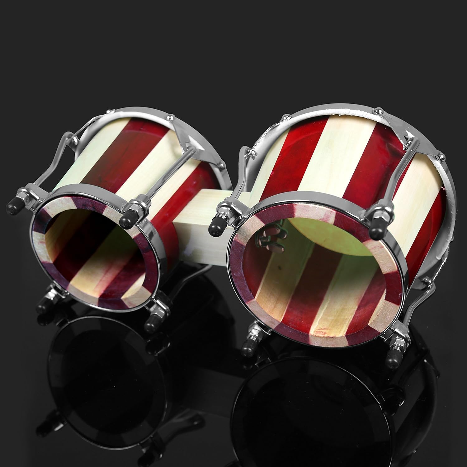 Pyle bongo conjunto, Par hecho de madera a mano, 6.5” x 7.5”, Percusion