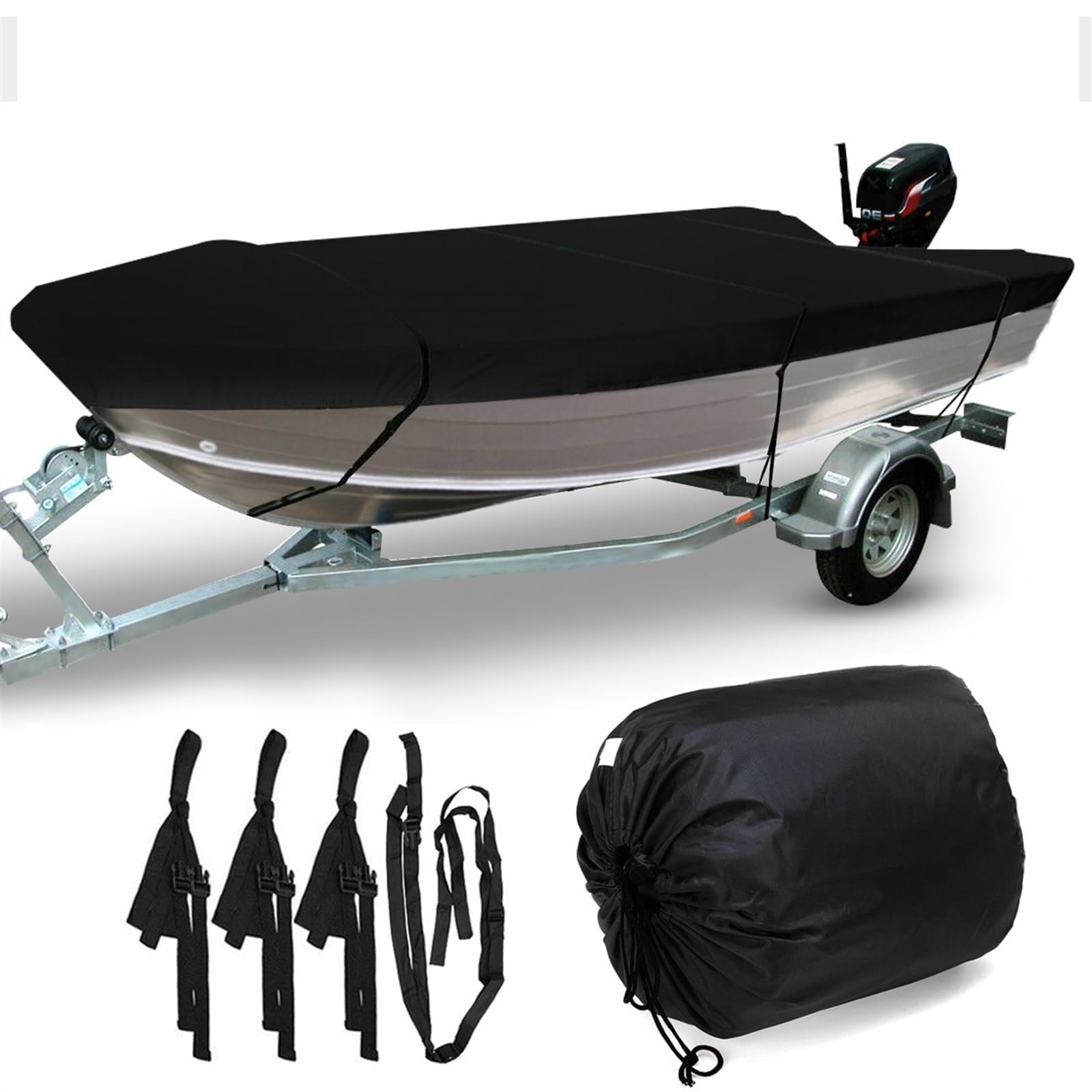 Bootsplane,Bootspersenning Bootsabdeckung,Wasserdicht Schutz Cover Schwarz,V-Rumpf Boat Cover,Gewebe Staub Schutz Persenning Bootsplane,Mit Aufbewahrungstasche für Ruderboot, Angelboot. (450x215cm)