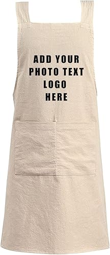 Delantal personalizado para hombres y mujeres delantal cruzado sin lazo para trabajo de jardinería