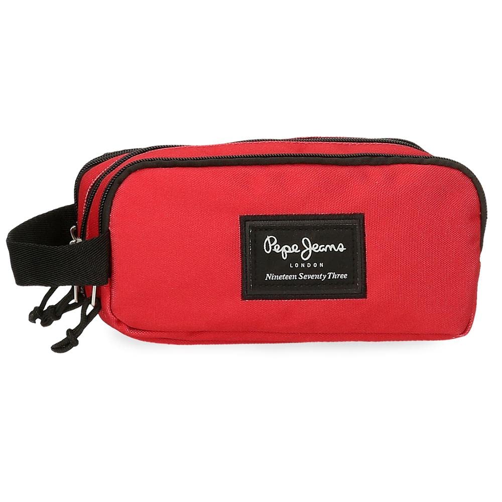 Pepe Jeans Aris Triple Pencil Case 22 x 12 x 5 cm Made of Polyester, Size for Backpack and Postcard by Joumma Bags, red