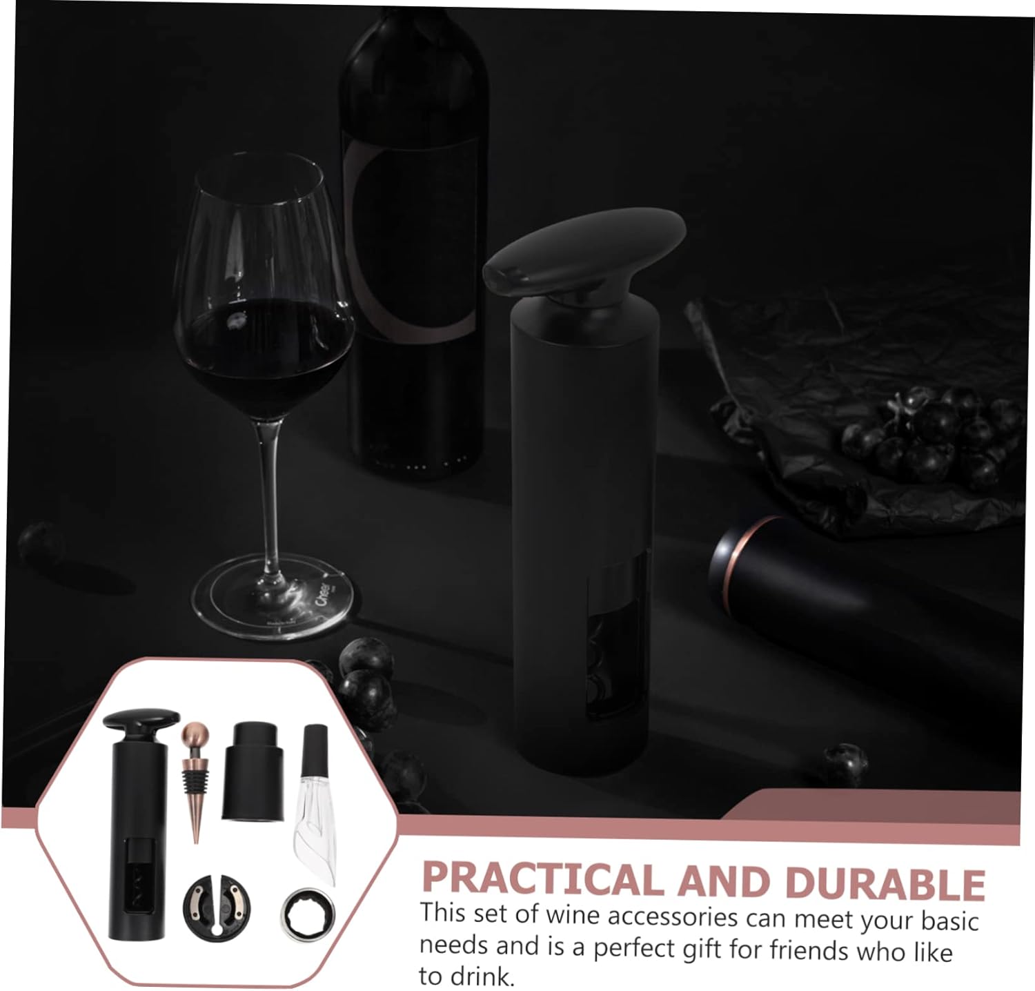 6pcs Aluminum Alloy Wine Opener Set Corkscrew Decanter Aerator Pourer for Parties