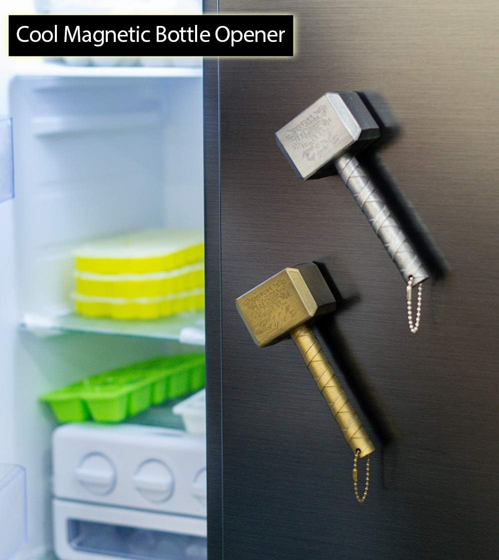 Up To 40% OFF Nidavellir 2-Pack Mjolnir Bottle Opener Magnetic Thor Hammer Bottle Opener and Infinity Gauntlet Bottle Opener Keychain, Thor Beer Bottle Opener, Magnetic Bottle Opener for Refrigerator