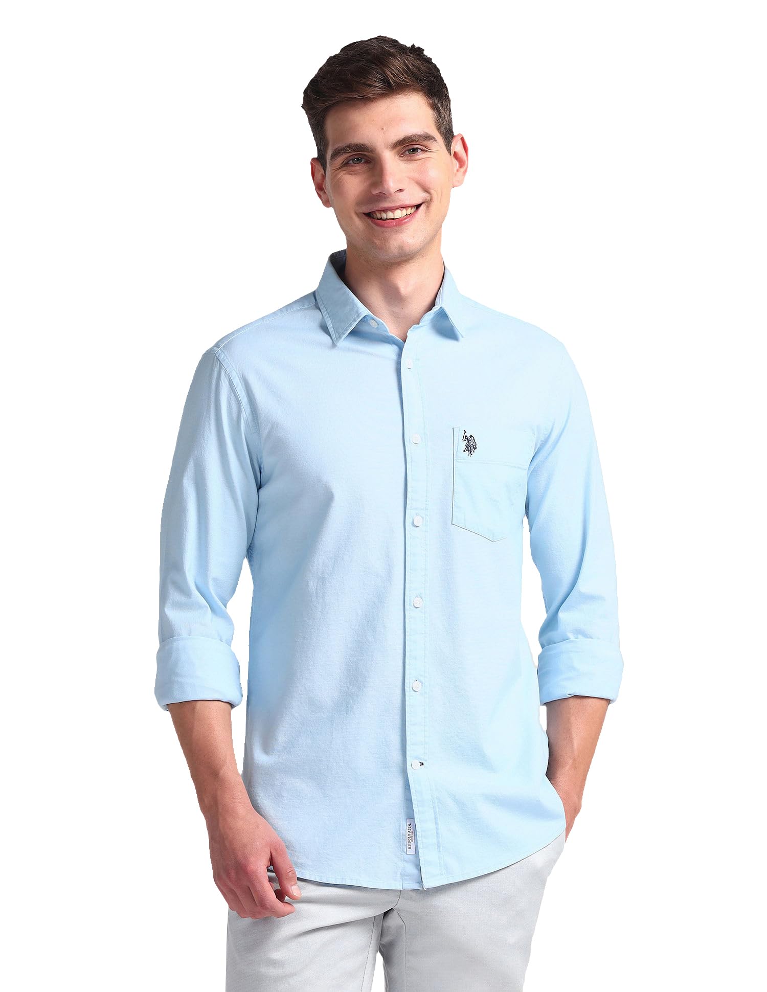 U.S. POLO ASSN.Men's Solid Cotton Dobby Tailored Fit Shirt