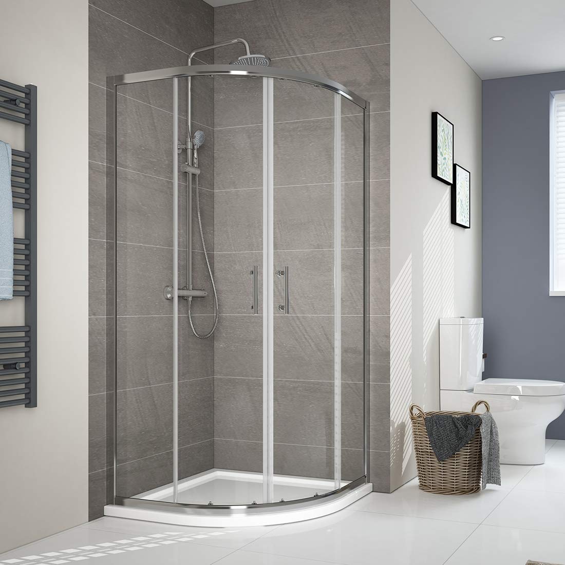 Buy 900 x 900 mm Quadrant Shower Enclosure Walk in Corner Cubicle 6mm